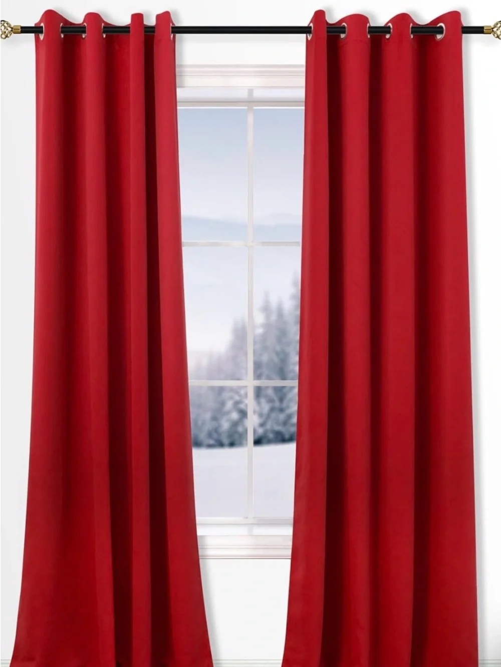 Classic Red Grommet Curtain Panels 52”x84”